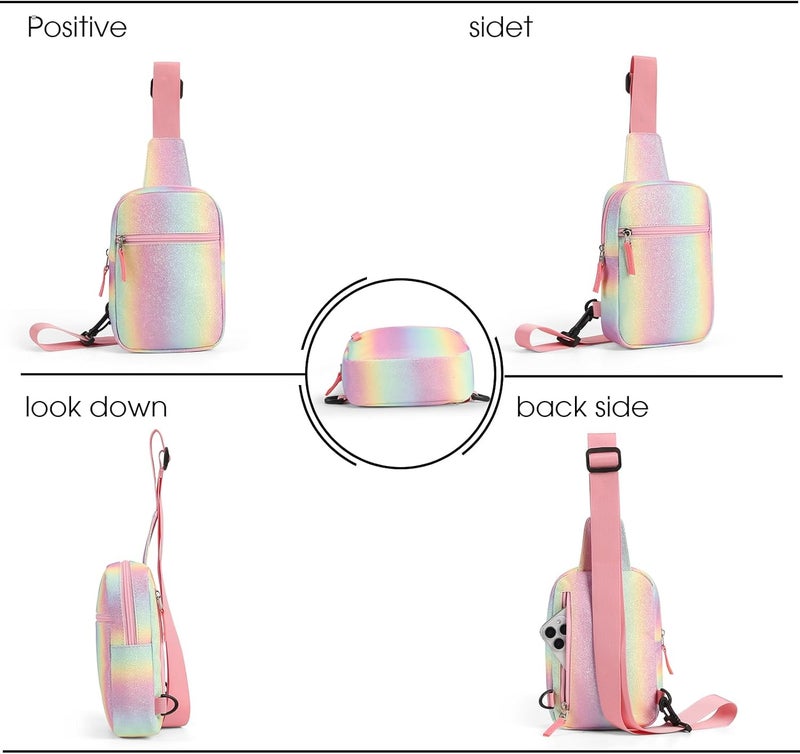 cotmcor Store Valentines Day Gifts for Kids: Fanny Pack Birthday Gift for 8 9 10 11 12 Year Old Teen Girls Trendy Stuff, Preppy Colorblock Crossbody Bag Adjustable Sling Belt Bags Purse for Travel Outdoor - Image 3